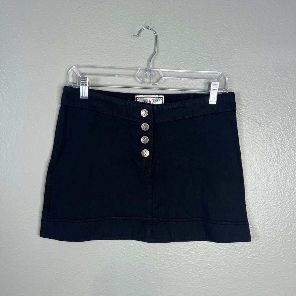 Hard Tail Mini Skirt Size 29 Black Button Front Cotton Y2K Grunge Made in USA